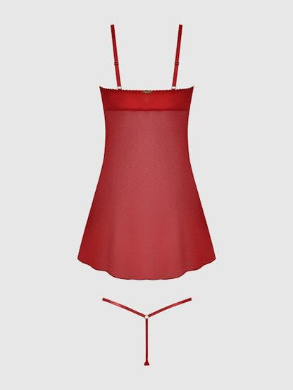 House of Desire Angelina Babydoll Kiss Lips Embroidery Red Small