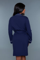 BeWicked Queen Waffle Robe Navy Blue