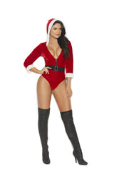 Elegant Moments Holiday Santa's Tease Velvet Hooded Teddy Costume Set Red