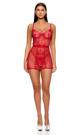 Forplay La Vie en Rose Metallic Embroidered Chemise Set