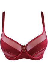 Sheer Stripe Unlined Bra Deep Burgundy