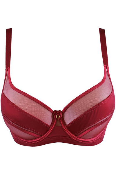 Sheer Stripe Unlined Bra Deep Burgundy