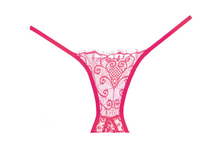 Allure Adore Enchanted Belle Lace Ouvert Open Back Panty Hot Pink