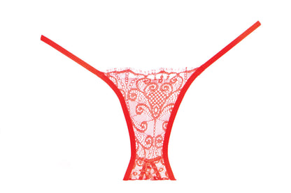 Allure Adore Enchanted Belle Lace Ouvert Open Back Panty Red