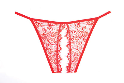 Allure Adore Enchanted Belle Lace Ouvert Open Back Panty Red