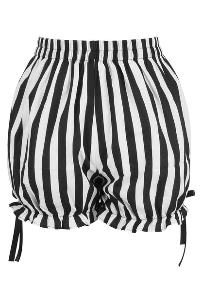 Daisy Corsets Top Drawer 2 PC White/Black Striped Burlesque Steel Boned Corset & Bloomer Set