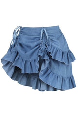 Daisy Corsets Lavish 2 PC White Brocade Corset & Denim Skirt Set