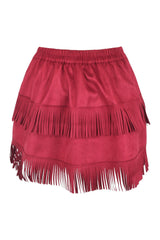 Daisy Corsets Top Drawer 4 PC Premium Black/Red Suede Fringe Cowgirl Corset Costume