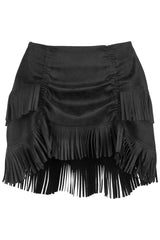Daisy Corsets Top Drawer 4 PC Premium Black Suede Fringe Cowgirl Corset Costume