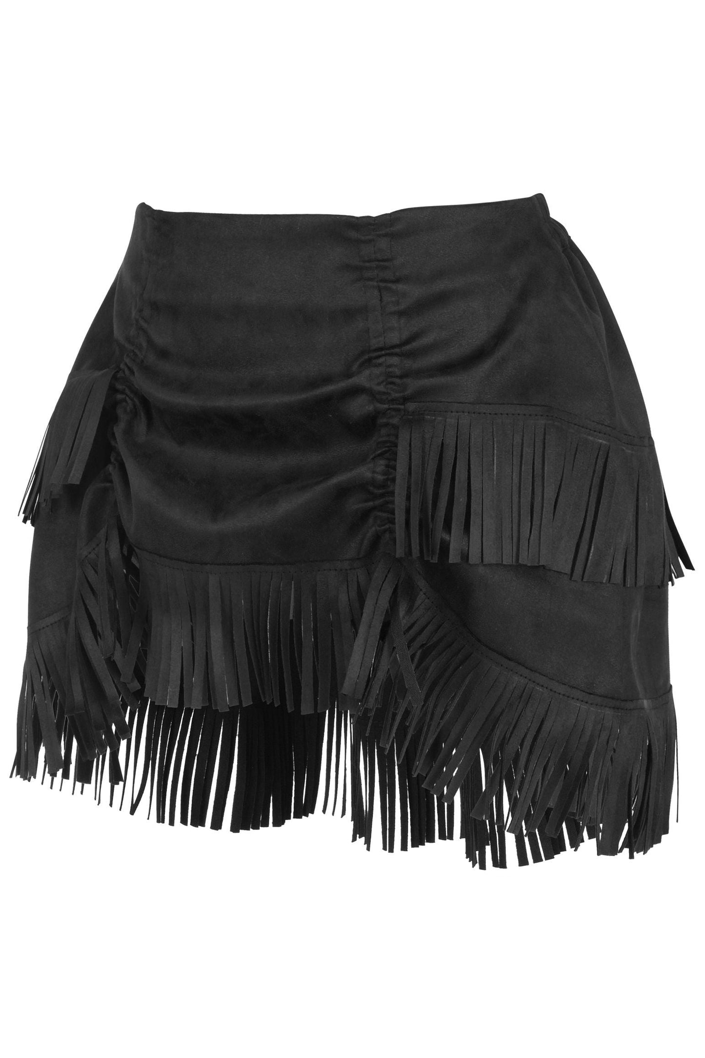 Daisy Corsets Top Drawer 4 PC Premium Black Suede Fringe Cowgirl Corset Costume