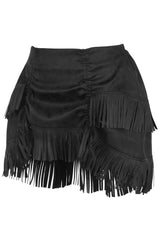 Daisy Corsets Top Drawer 4 PC Premium Black Suede Fringe Cowgirl Corset Costume