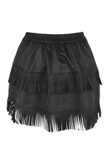 Daisy Corsets Top Drawer 4 PC Premium Black Suede Fringe Cowgirl Corset Costume