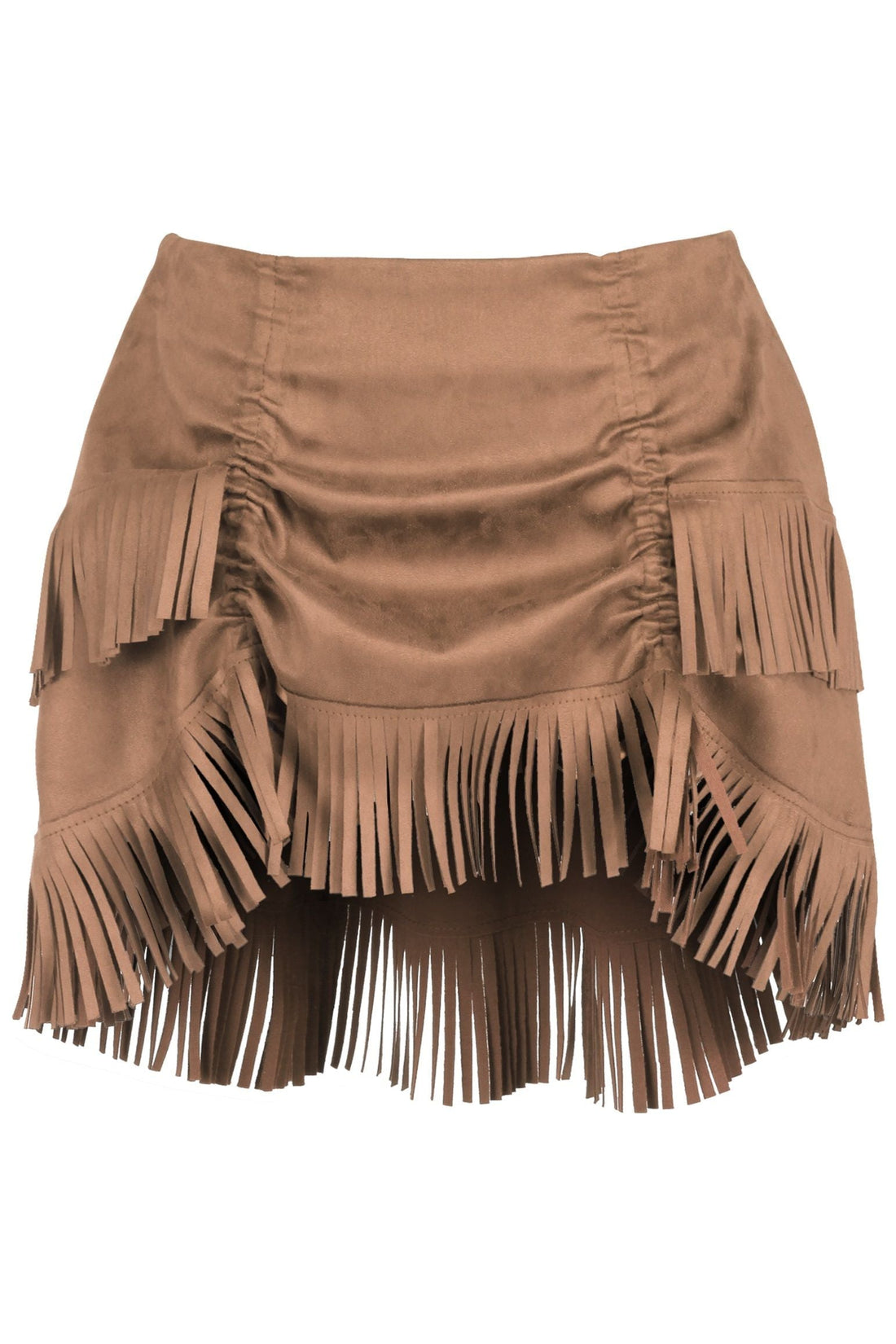 Daisy Corsets Top Drawer 4 PC Premium Tan Suede Fringe Cowgirl Corset Costume