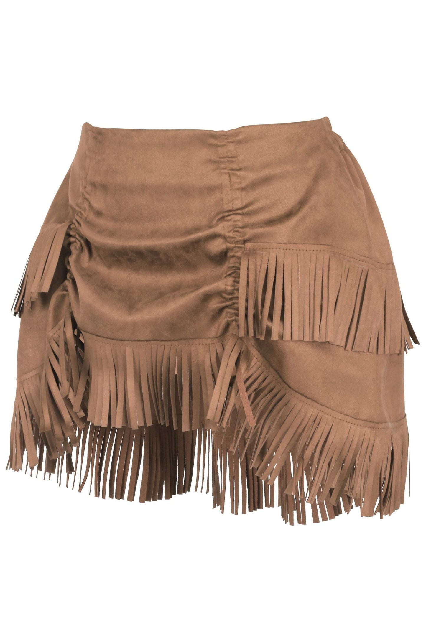 Daisy Corsets Top Drawer 4 PC Premium Tan Suede Fringe Cowgirl Corset Costume