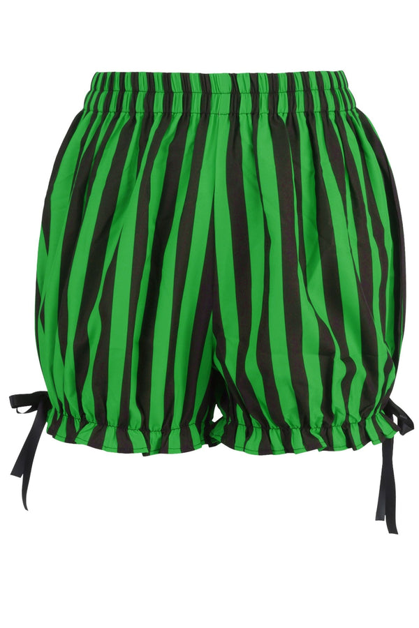 Daisy Corsets Top Drawer 2 PC Green/Black Striped Burlesque Steel Boned Corset & Bloomer Set