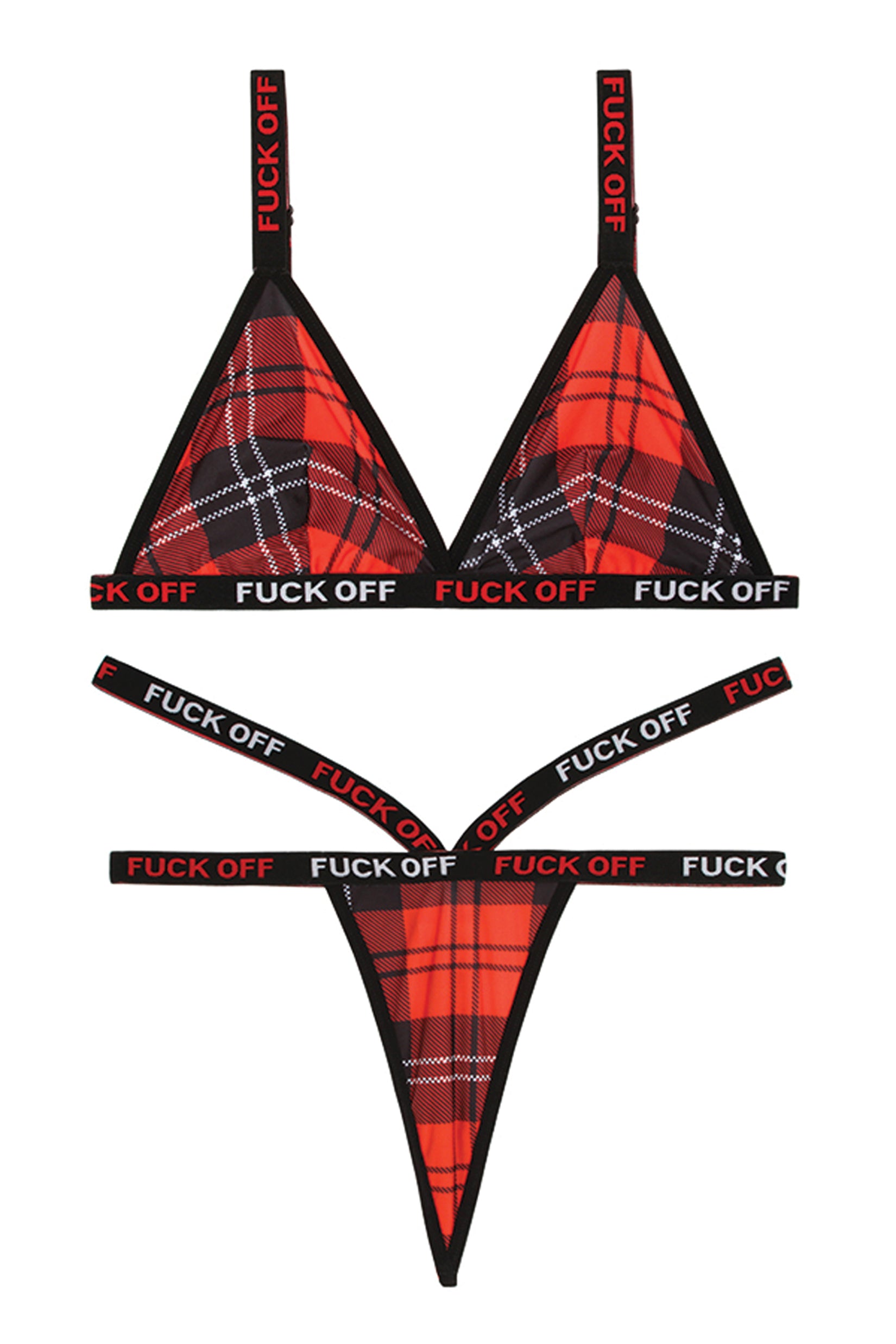 Fantasy Vibes Plus Plaid F***off Bralette Bra Set Queen