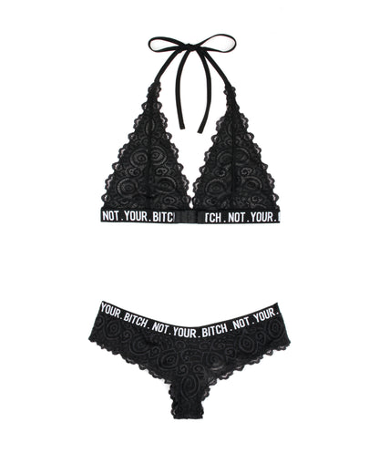 Fantasy Lingerie Queen Vibes Not Your B*tch Bralette & Cheeky Panty Set