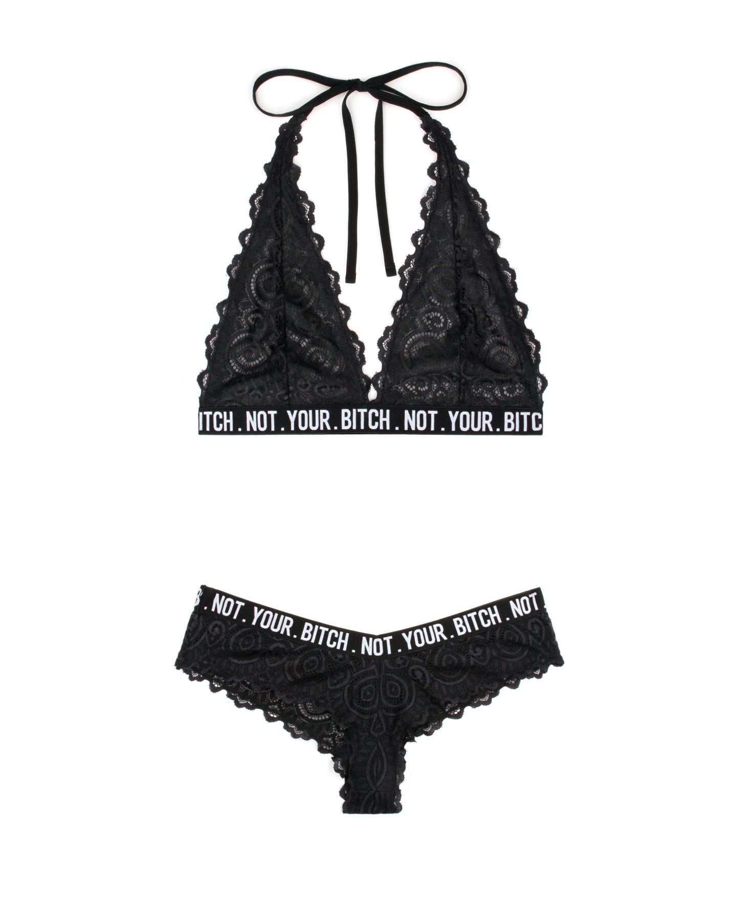 Fantasy Lingerie Queen Vibes Not Your B*tch Bralette & Cheeky Panty Set
