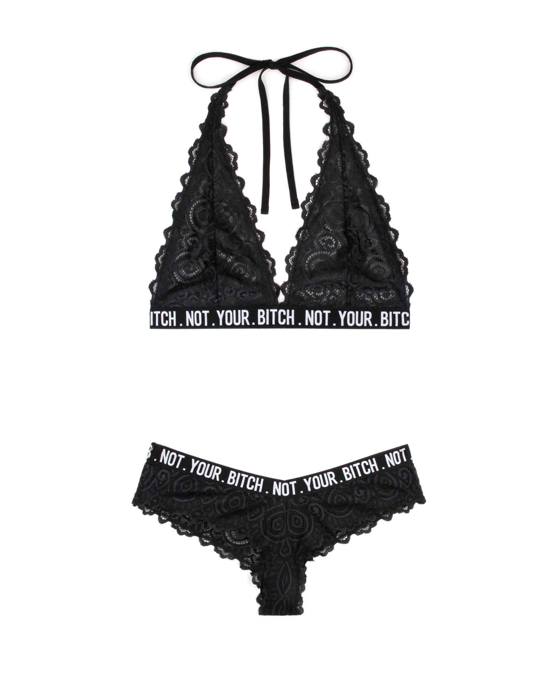 Fantasy Lingerie Queen Vibes Not Your B*tch Bralette & Cheeky Panty Set