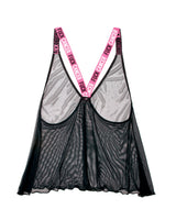 Fantasy Lingerie Vibes F*** Cancer Sheer Mesh Tunic Tank Top Black S/M