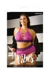 Fantasy Lingerie Vibes Thicc Lace Bralette & Booty Short Bra Set Pink Queen