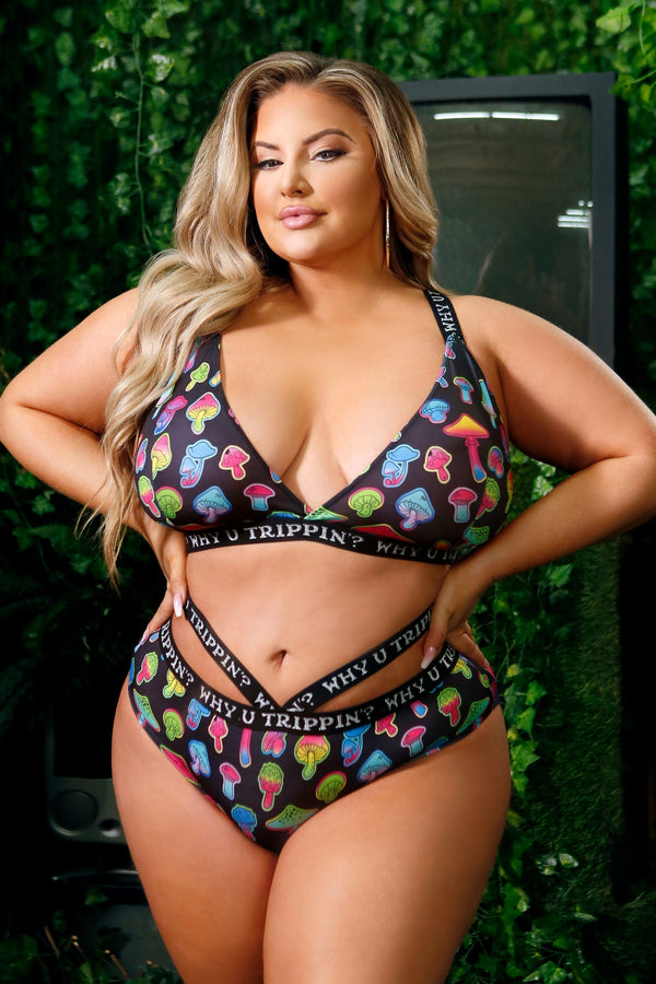Fantasy Vibes Plus Why U Trippin' Bralette & Panty Set Queen