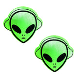 Neva Nude Apple Fruitella Wet Vinyl Blacklight Space Alien Pasties - Neon Green