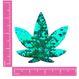 Neva Nude Flip Sequin Dope AF Weed Leaf Pasties - Green/Black