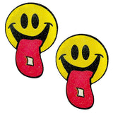 Neva Nude Smiley Face Glitter Tab Pasties - Multicolor