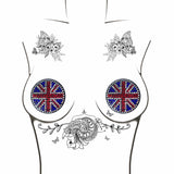 Neva Nude Yeah Bbaby! Black Union Jack Crystal Reusable Silicone Pasties - Multicolor
