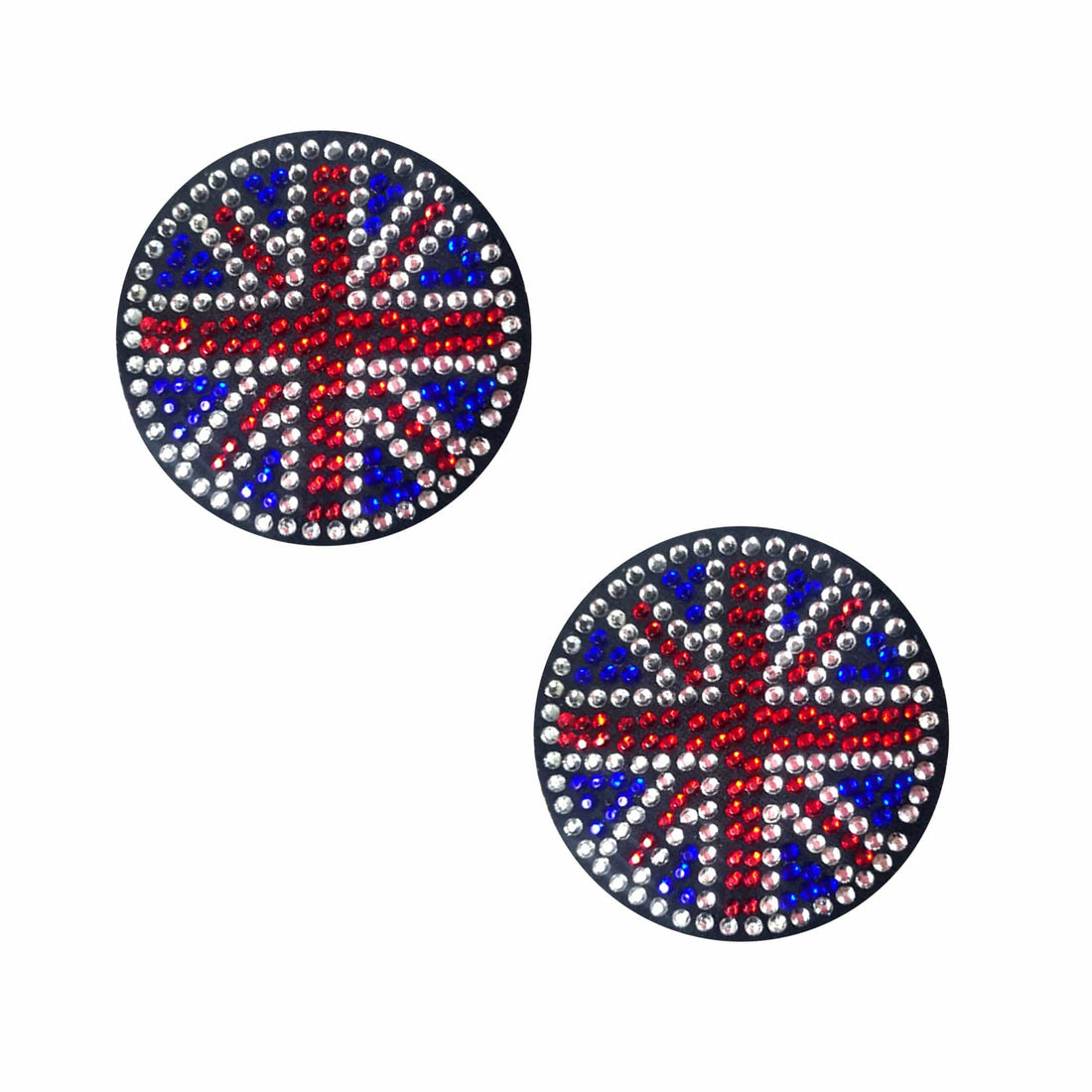 Neva Nude Yeah Bbaby! Black Union Jack Crystal Reusable Silicone Pasties - Multicolor