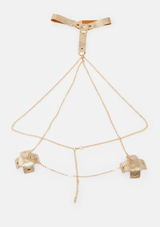 Neva Nude Goddess Harness X Reusable Silicone Pasties - Gold