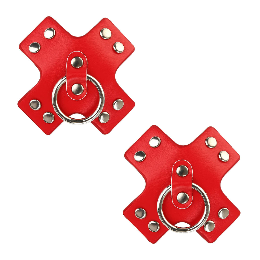 Neva Nude Pierced 'N Punked Leather Reusable Silicone Pasties - Red