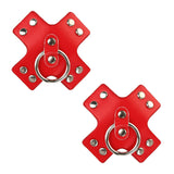 Neva Nude Pierced 'N Punked Leather Reusable Silicone Pasties - Red