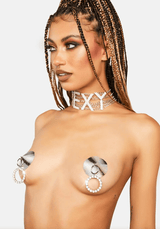 Neva Nude Pull Me Closer Holographic Ring Reusable Silicone Pasties - Silver