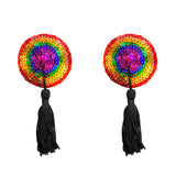 Neva Nude Rainbow Tassel Reusable Silicone Pasties - Multicolor