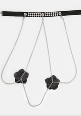 Neva Nude Queen Of The Night Flower Silver Stud Reusable Silicone Pasties - Black