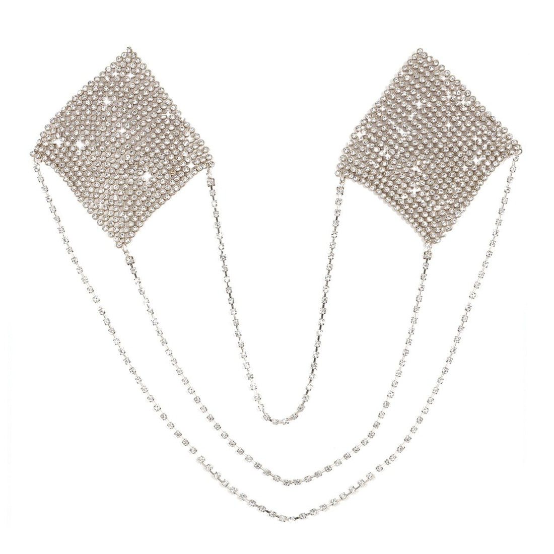 Neva Nude Chain Reaction Metal Mesh Jewel Reusable Pasties - Silver