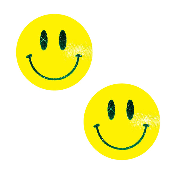 Neva Nude Radiant Rascal Smiley Blacklight Pasties - Neon Yellow