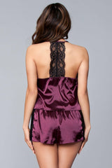 BeWicked Jasmina Satin Cami & Short Set Purple Satin