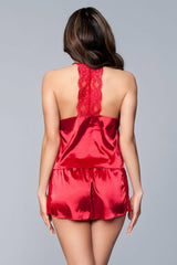 BeWicked Jasmina Satin Cami & Short Set Red Satin