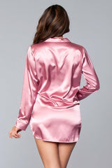 BeWicked Kimberly Satin Sleepshirt Pink Dusty Rose