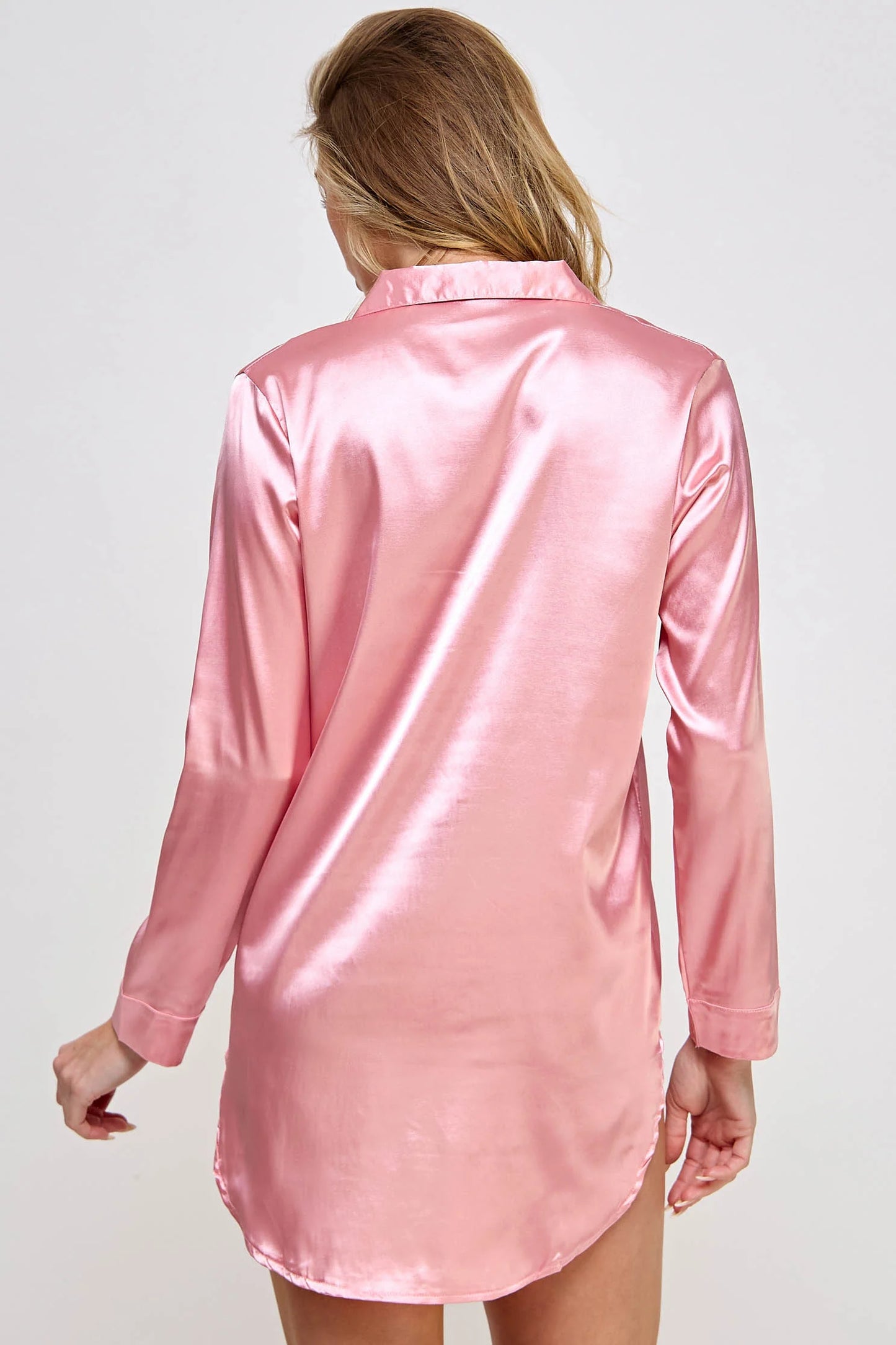 BeWicked Kimberly Satin Sleepshirt Pink Dusty Rose