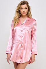 Be Wicked Kimberly Satin Sleepshirt Dusty Rose