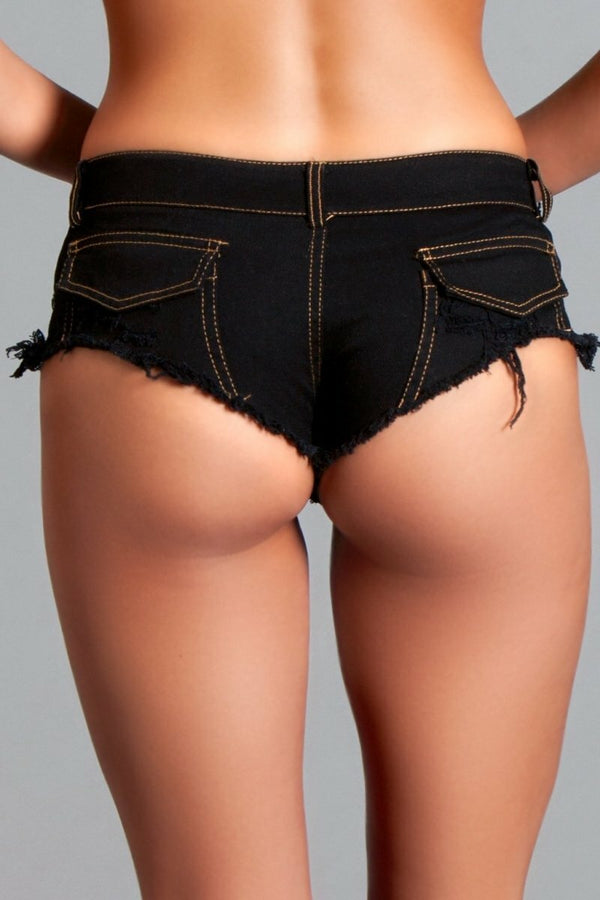 BeWicked Demin Baby Got Back Cheeky Shorts Black