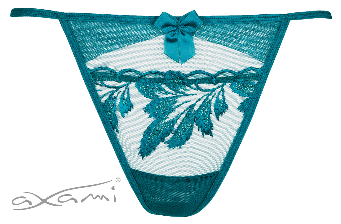 Basilic Embroidered Sheer V-String