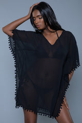 BeWicked Leilani Cover-Up Swimwear Pom Pom Trim Black