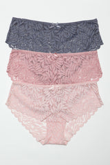 Be Wicked Livvy Hipster 3 Pack Pink/Peach/Grey