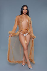 Be Wicked Marabou Robe Bronze