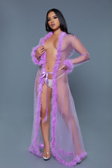 Be Wicked Marabou Robe Lavender